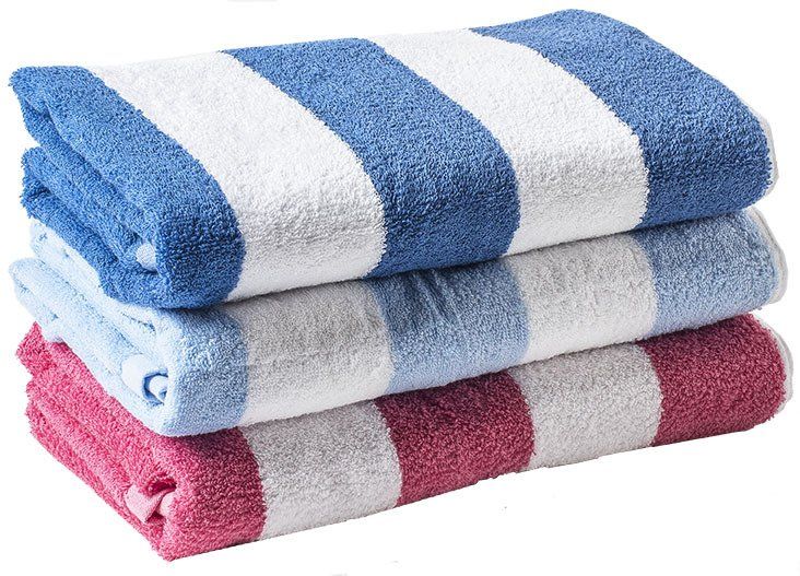 Bale of chlorine resistant pool towels in different colours