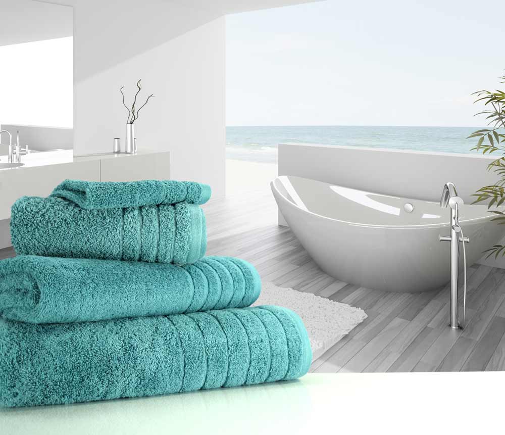 Teal Green Blue Towels - linenHall brand