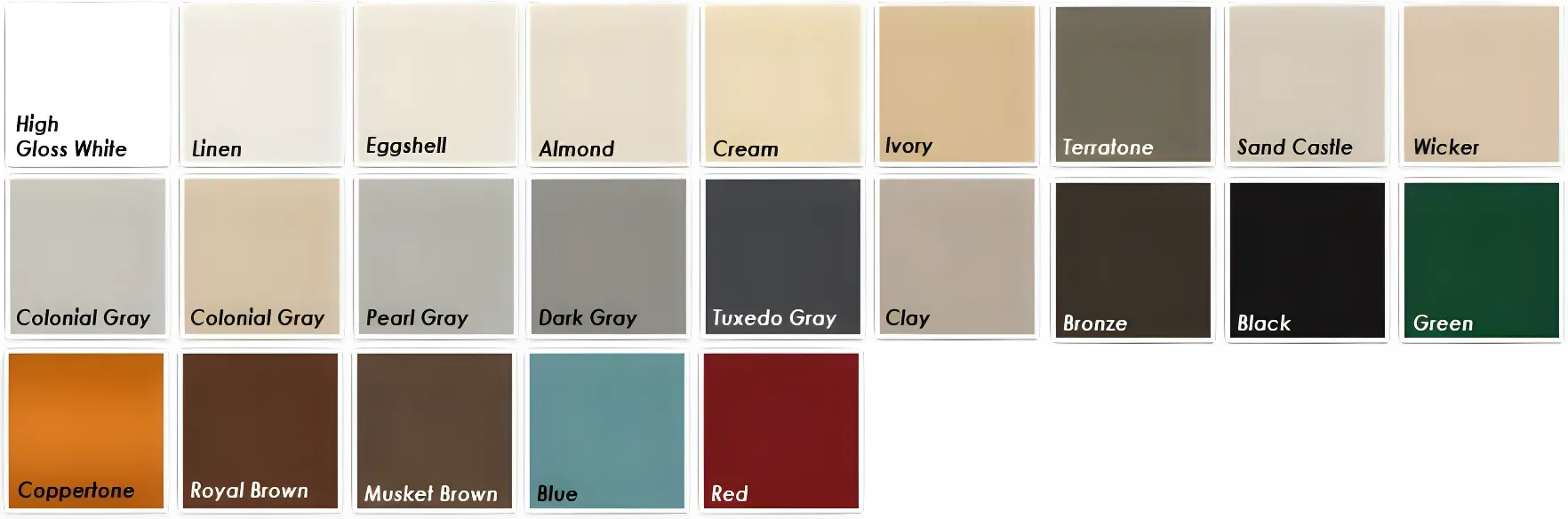 available colors