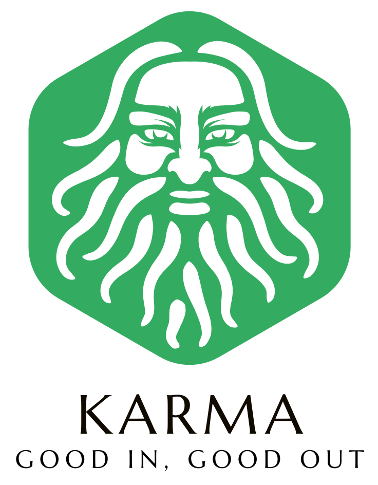 Green hexagon logo with a bearded face; text reads