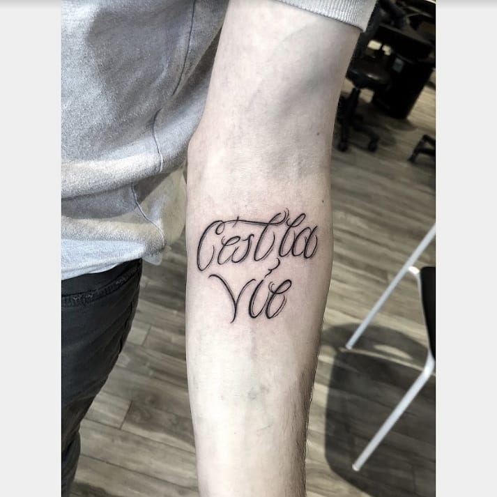 Script Tattoo by Tony Honning at Crimson Empire Tattoo in Edmonton Alberta Canada