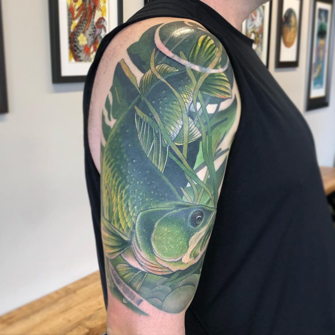 Walleye Tattoo by Curt Semeniuk at Crimson Empire Tattoo in Edmonton Alberta Canada