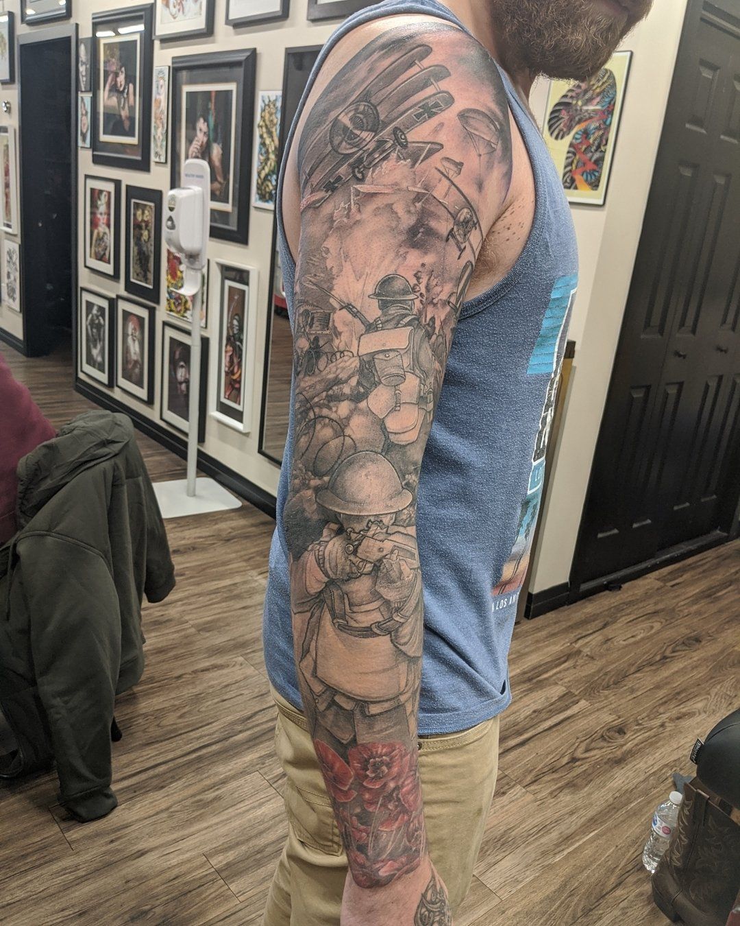 World War 1 Memorial Sleeve by Kevin Sherritt at Black Gold Tattoo Co in Edmonton Alberta Canada