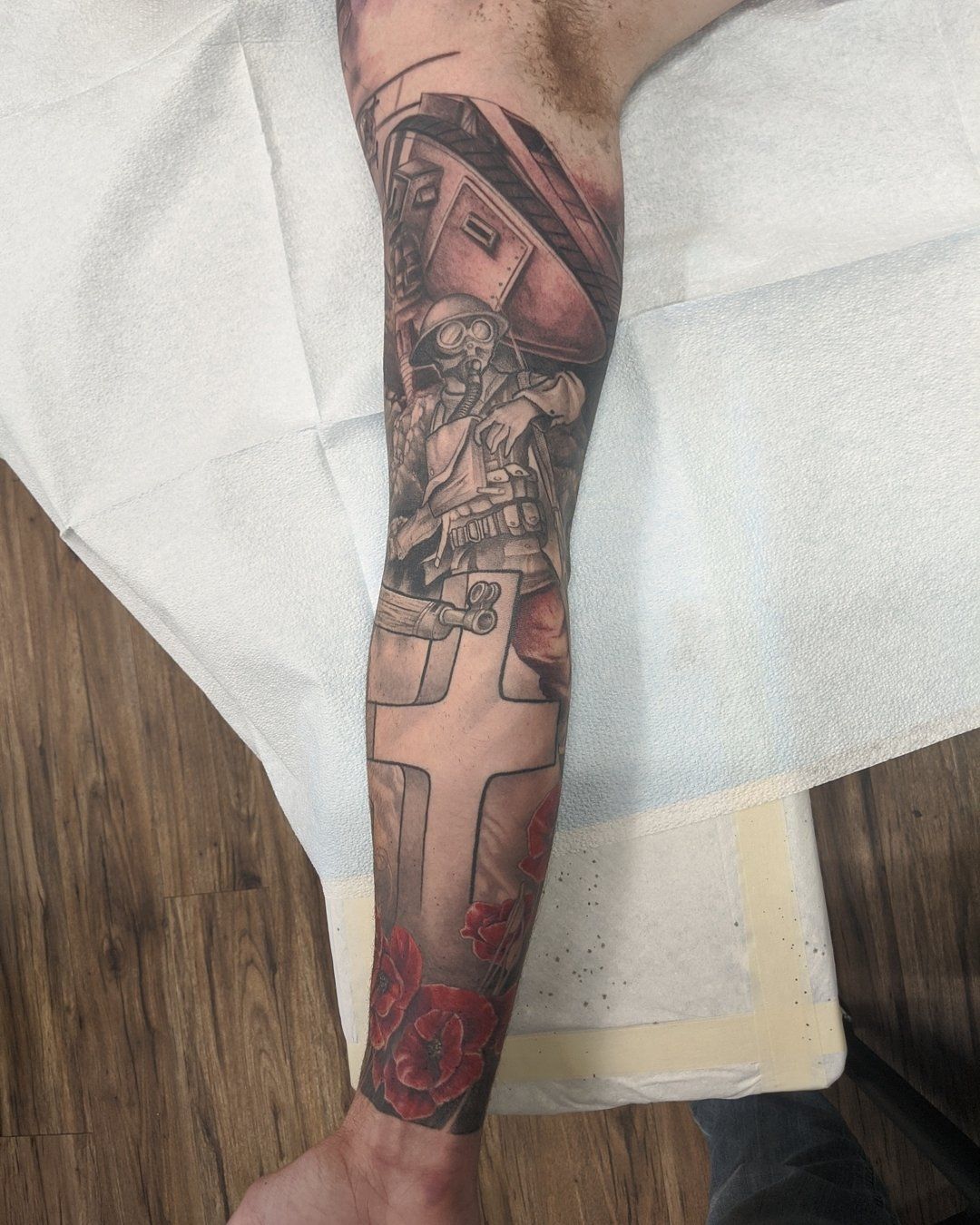 World War 1 Memorial Sleeve by Kevin Sherritt at Black Gold Tattoo Co in Edmonton Alberta Canada