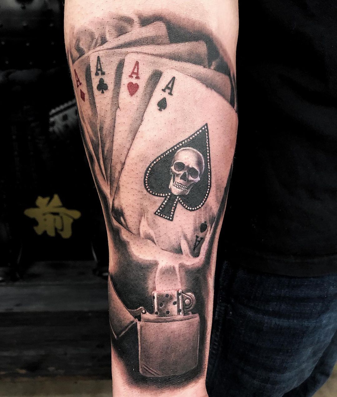 Smoking Aces Tattoo by Chad Lavers at Crimson Empire Tattoo in Edmonton Alberta Canada