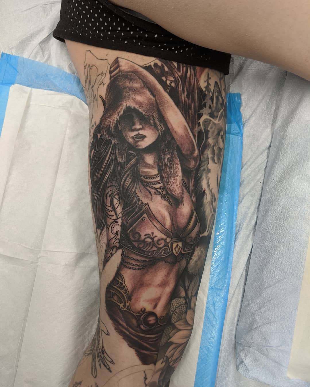 Huntress Tattoo by Kevin Sherritt at Black Gold Tattoo Co in Edmonton Alberta Canada
