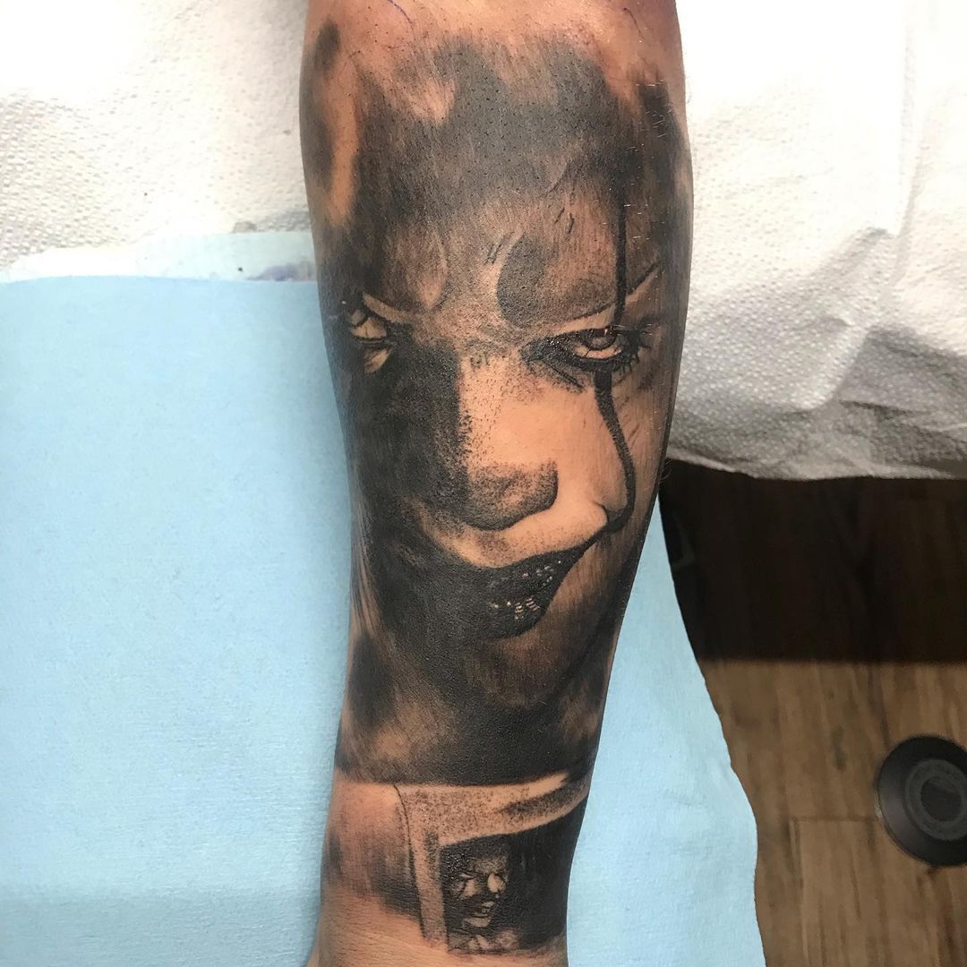 Pennywise Tattoo by Alan Coates at Black Gold Tattoo Co in Edmonton Alberta Canada