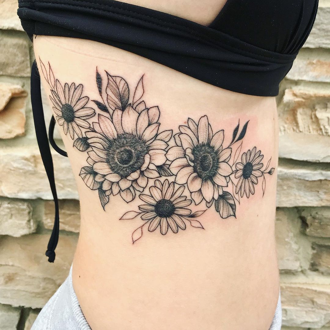 Floral Tattoo by Jess Alther at Black Gold Tattoo Co in Edmonton Alberta Canada
