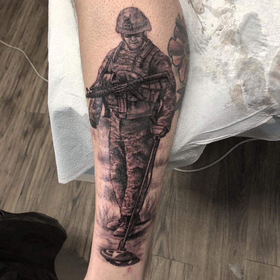 Minesweeper Tattoo by Steve Hayes at Black Gold Tattoo Co in Edmonton Alberta Canada