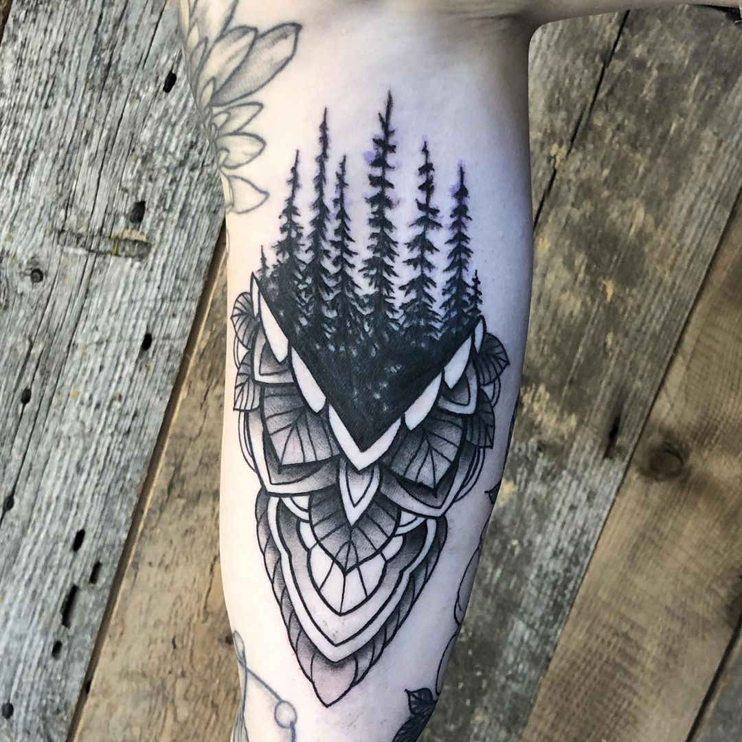 Mandala and Trees Tattoo by Vanessa Spezowka at Crimson Empire Tattoo in Edmonton Alberta Canada