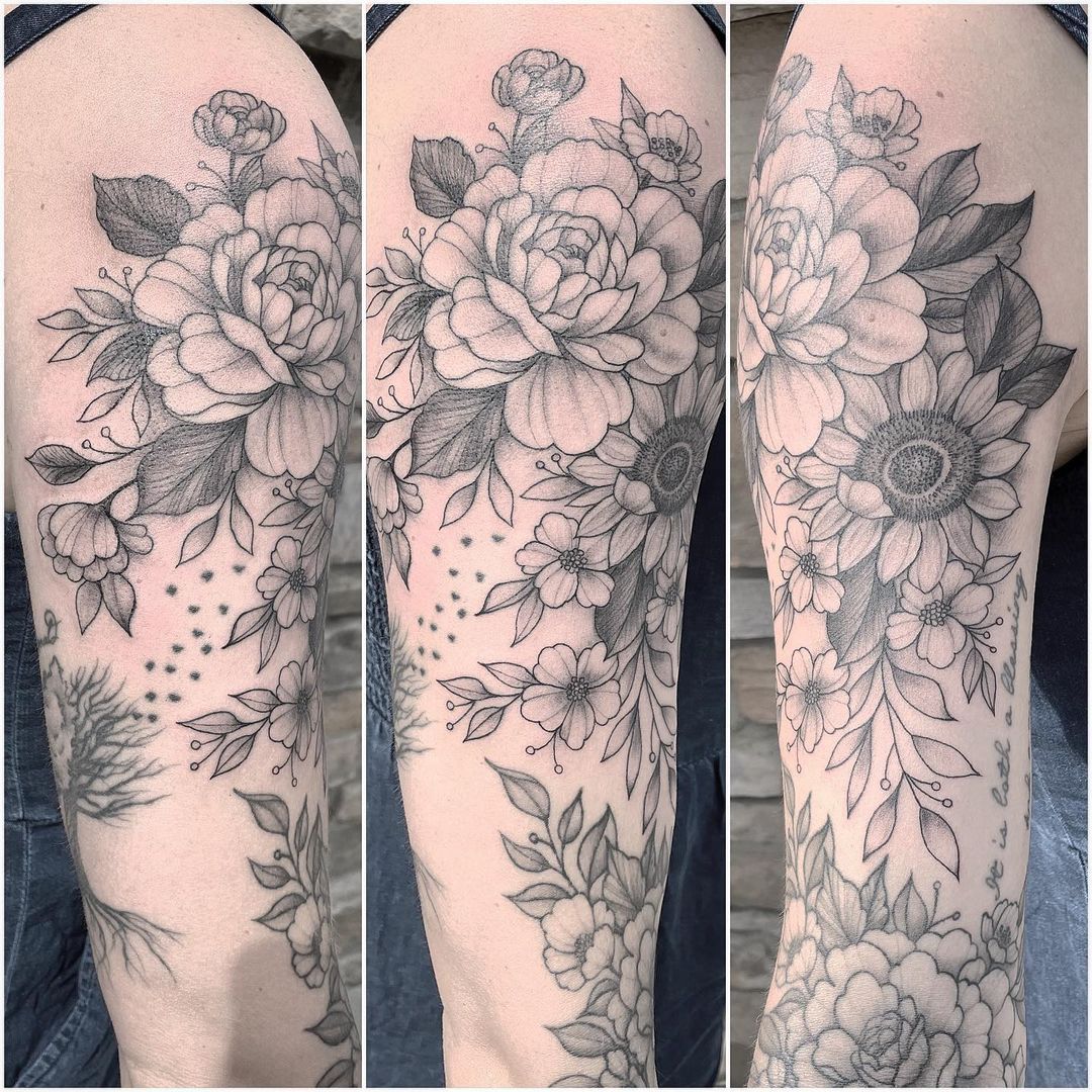 Floral Tattoo by Jess Alther at Black Gold Tattoo Co in Edmonton Alberta Canada