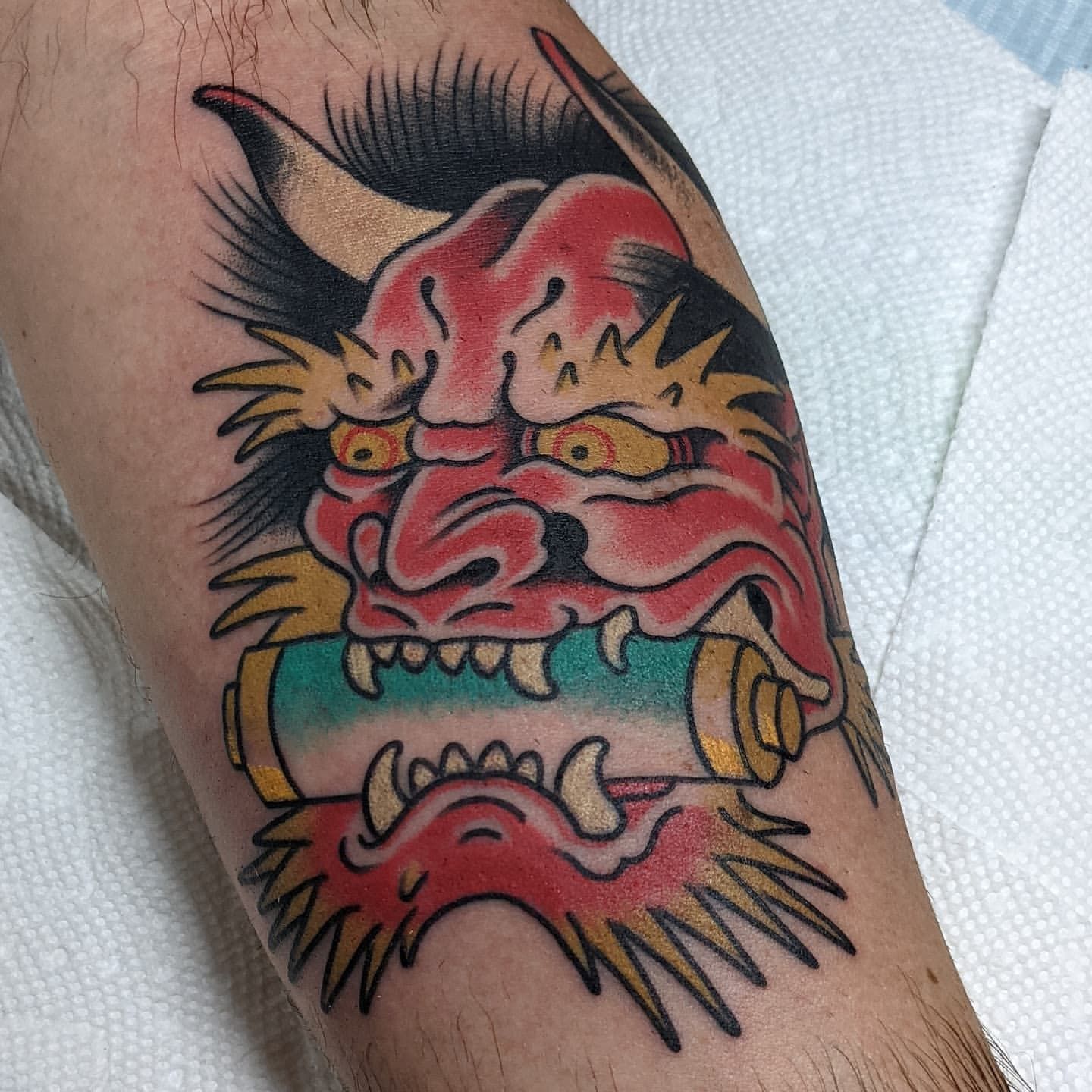Oni Tattoo by Chris Benson at Silver Ghost Tattoo in Edmonton Alberta Canada