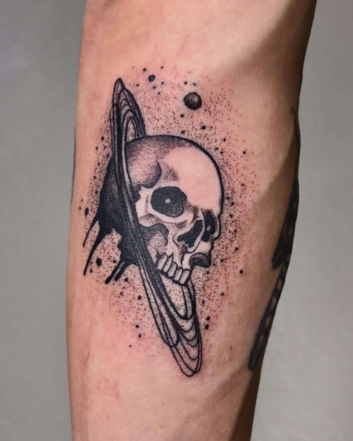 Skull Planet Tattoo by Liza Kruk at Silver Ghost Tattoo in Edmonton Alberta Canada