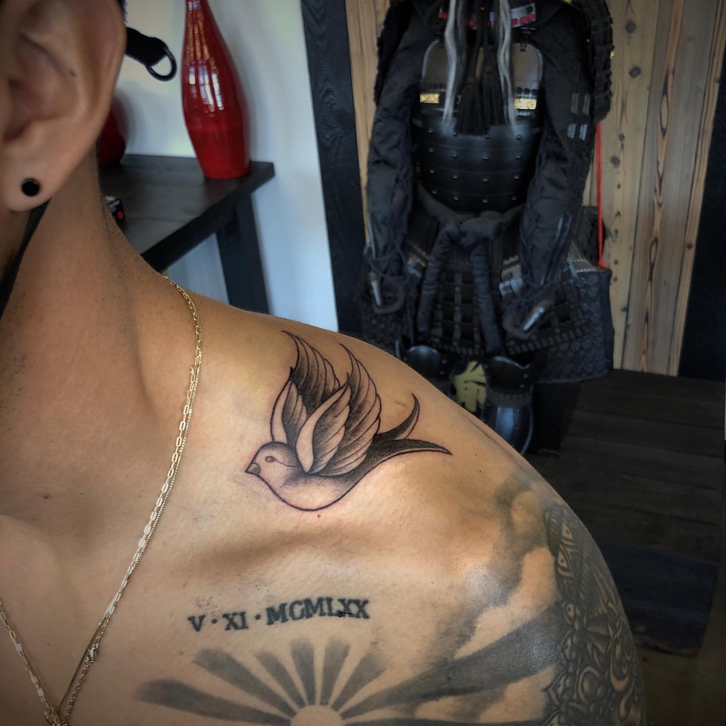 Swallow Tattoo by Tony Honning at Crimson Empire Tattoo in Edmonton Alberta Canada