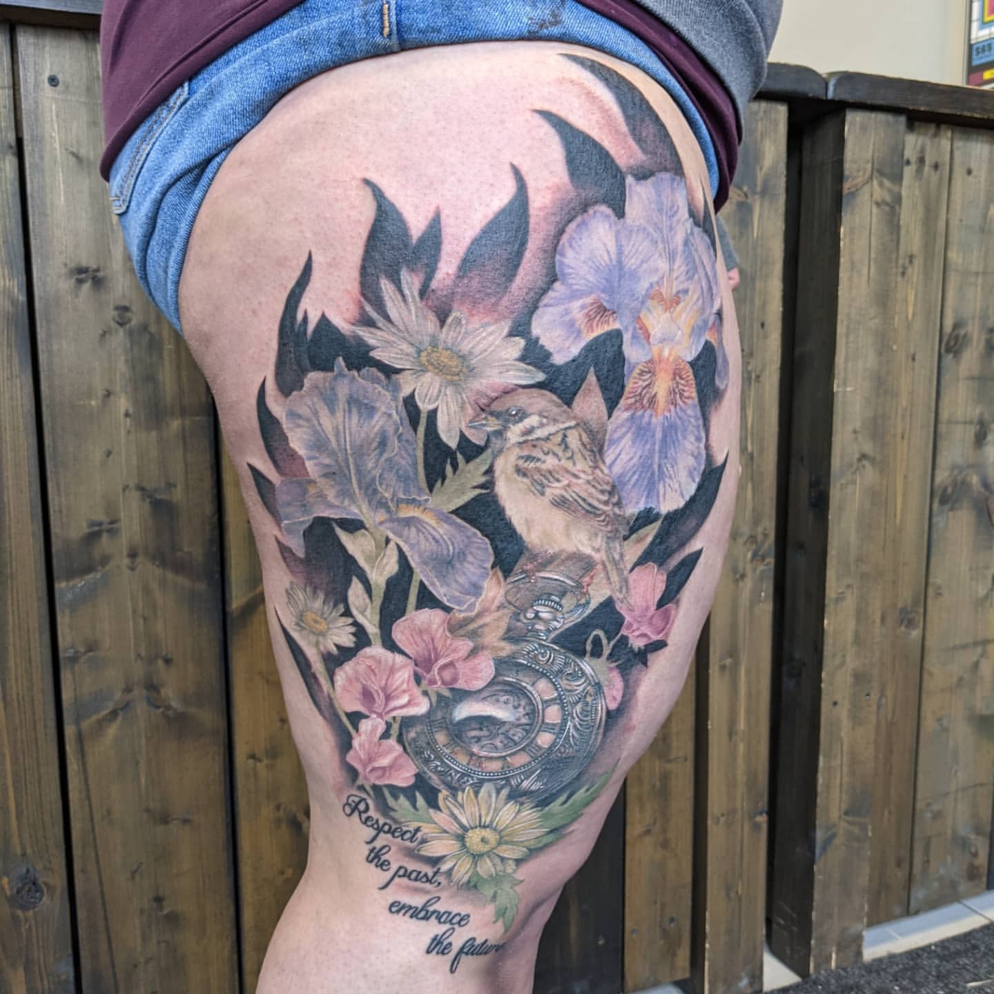 Floral Tattoo by Amber Strange at Black Gold Tattoo Co in Edmonton Alberta Canada