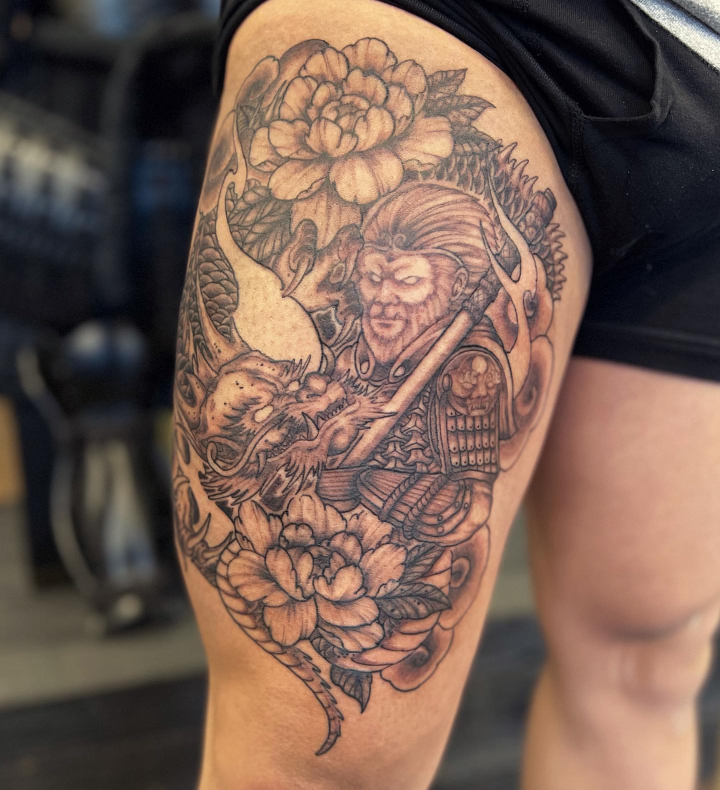 Monkey King and Dragon Tattoo by Vinny Nguyen at Crimson Empire Tattoo in Edmonton Alberta Canada