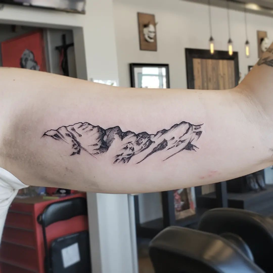 Mountains Tattoo by Adrienne Alexander at Crimson Empire Tattoo in Edmonton Alberta Canada