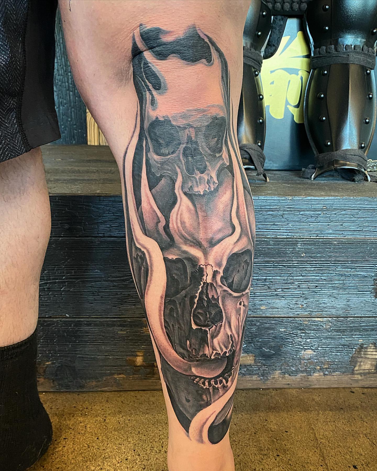 Skulls Tattoo by Dale Moostoos at Crimson Empire Tattoo in Edmonton Alberta Canada