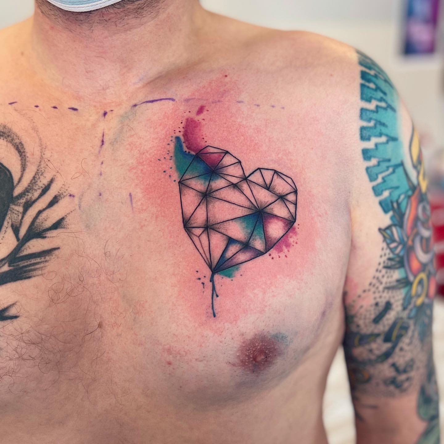 Geometric Heart Tattoo by Vinny Nguyen at Crimson Empire Tattoo in Edmonton Alberta Canada