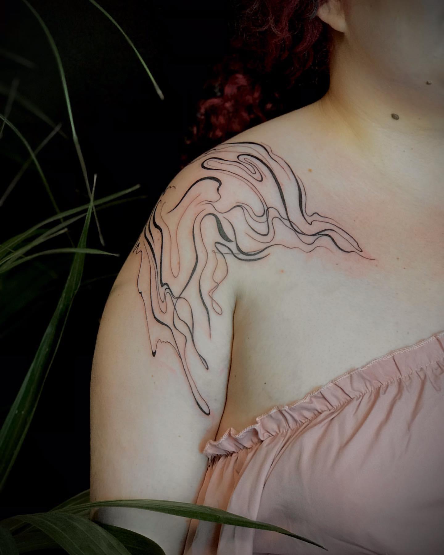 Abstract Line Work Tattoo by Anastasiya at Silver Ghost Tattoo in Edmonton Alberta Canada