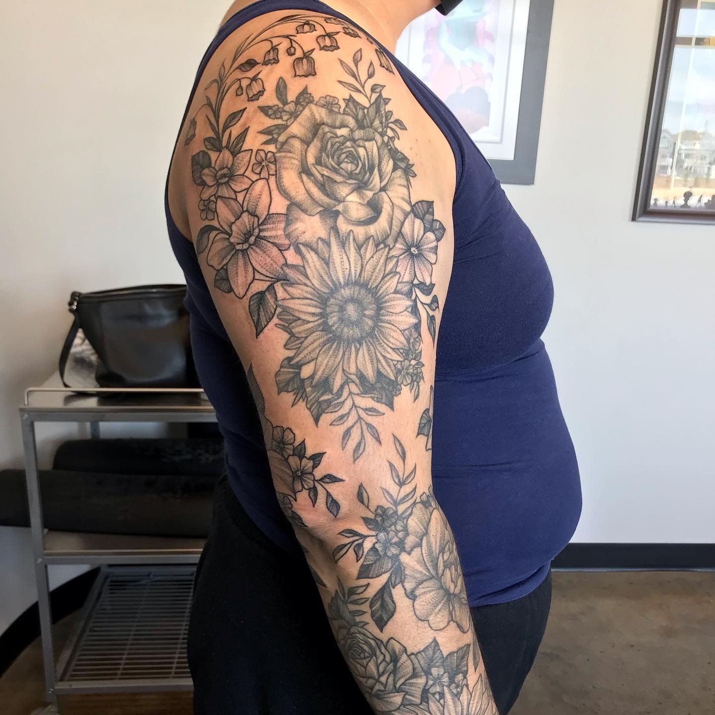 Floral Sleeve Adrienne Alexander at Crimson Empire Tattoo in Edmonton Alberta Canada