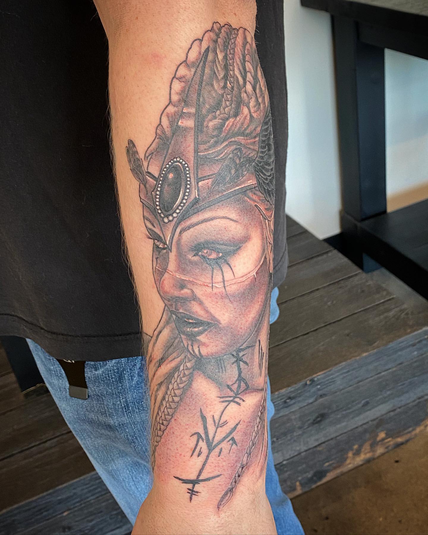 Warrior Tattoo by Dale Moostoos at Crimson Empire Tattoo in Edmonton Alberta Canada