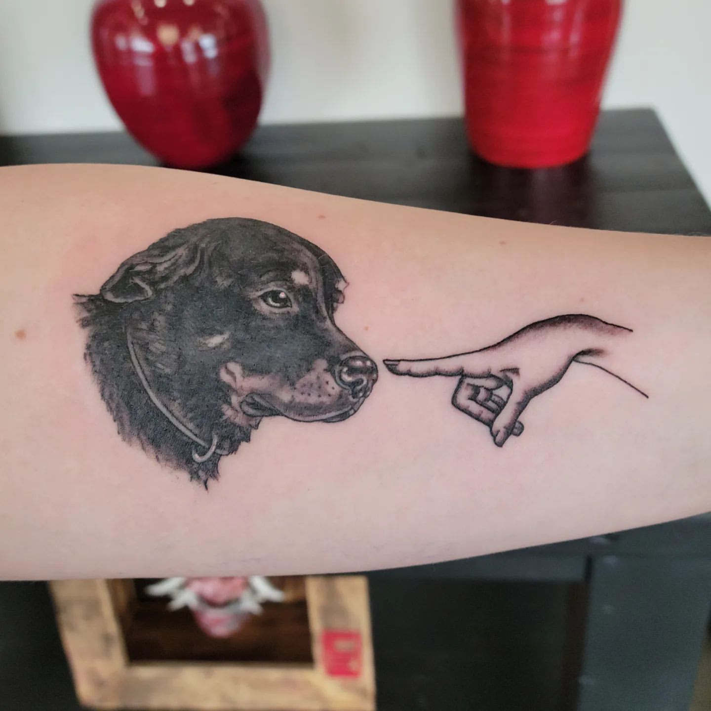 Dog Portrait Tattoo by Sheila Anderson at Crimson Empire Tattoo in Edmonton Alberta Canada