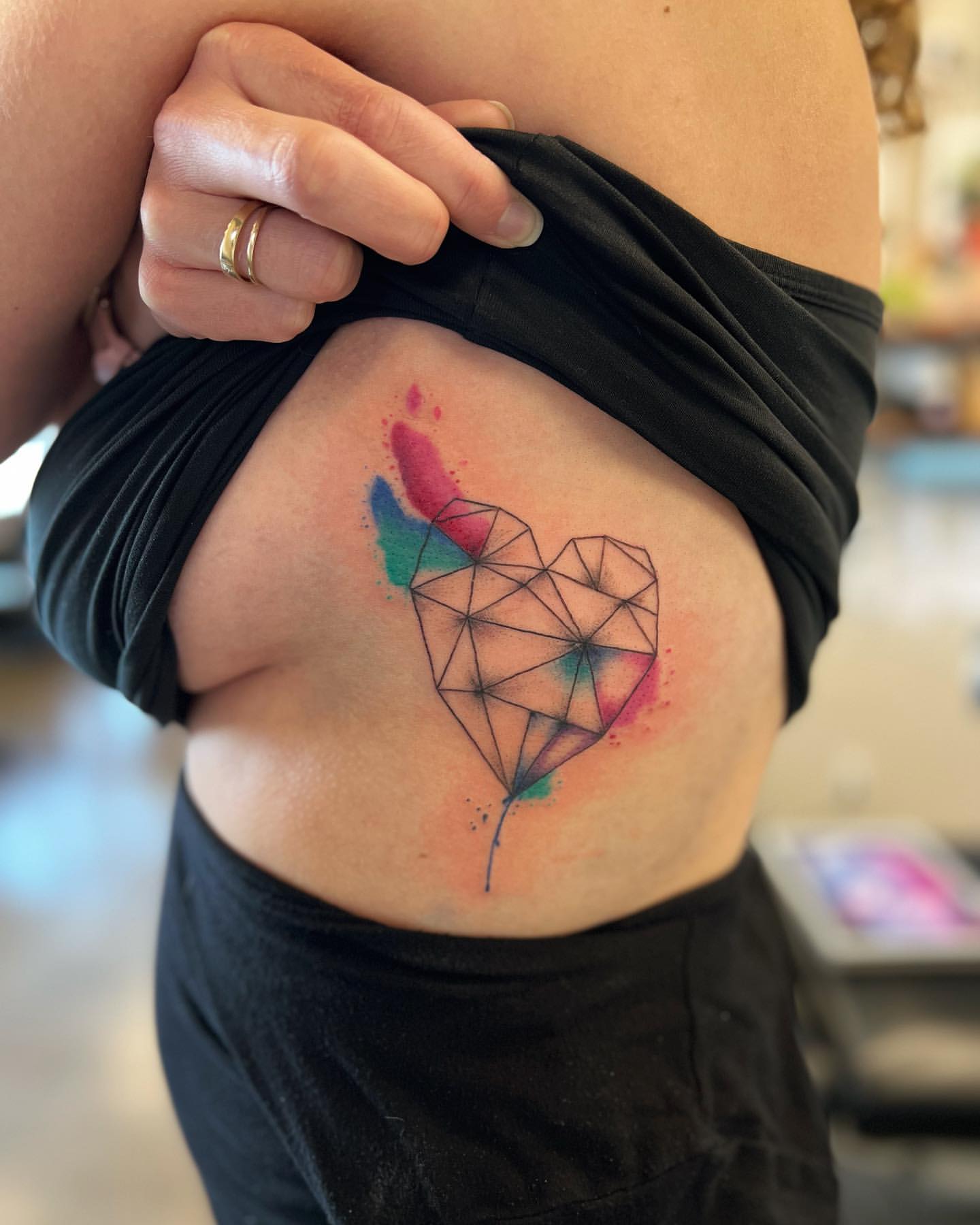 Geometric Heart Tattoo by Vinny Nguyen at Crimson Empire Tattoo in Edmonton Alberta Canada