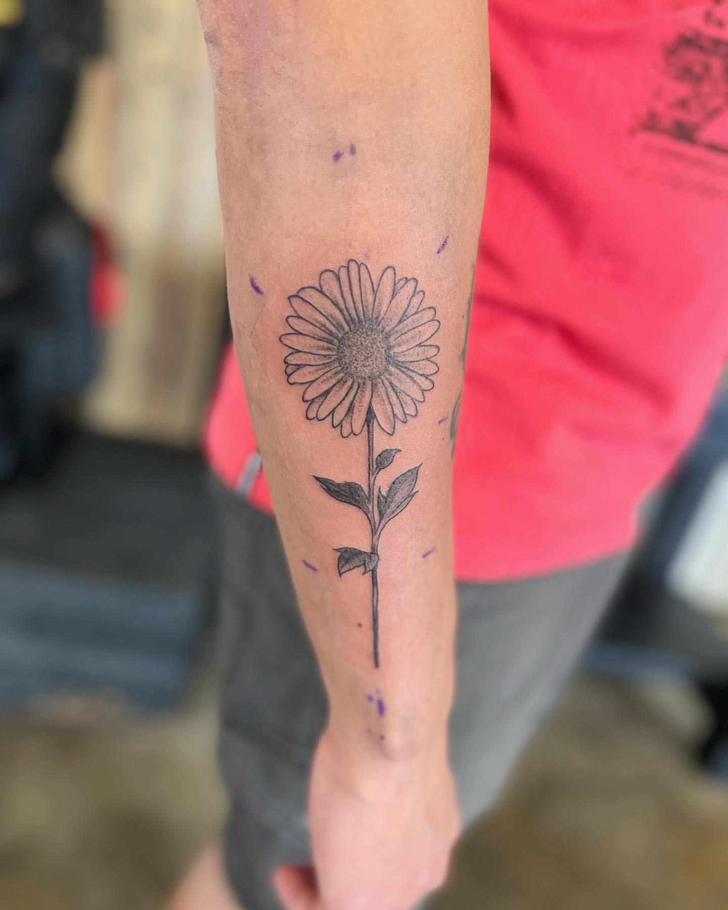 Daisy Tattoo by Vinny Nguyen at Crimson Empire Tattoo in Edmonton Alberta Canada