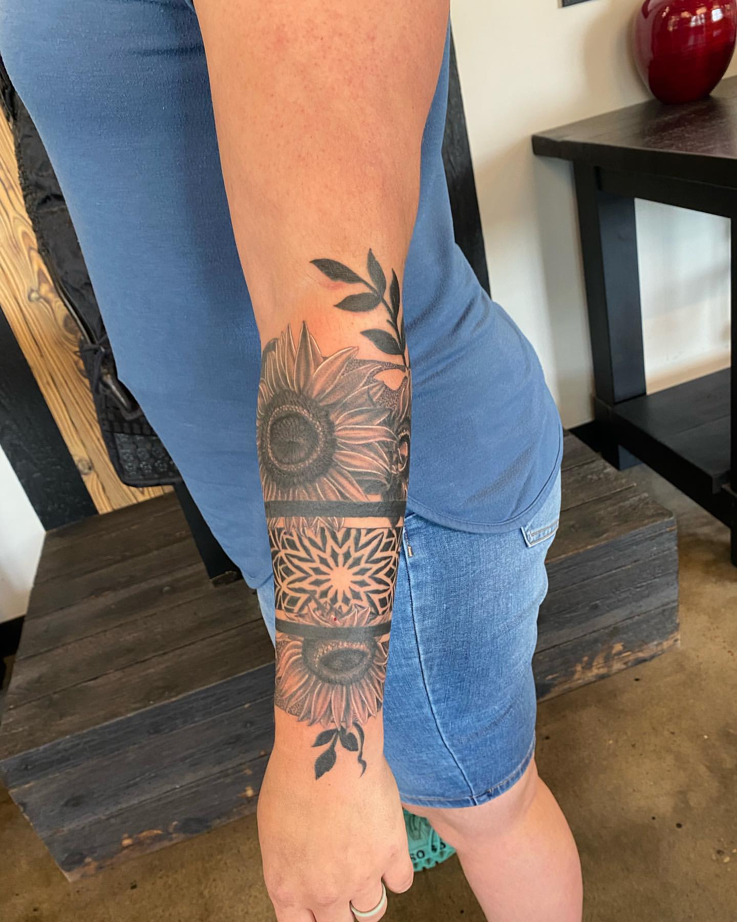 Floral and Mandala Tattoo by Dale Moostoos at Crimson Empire Tattoo in Edmonton Alberta Canada