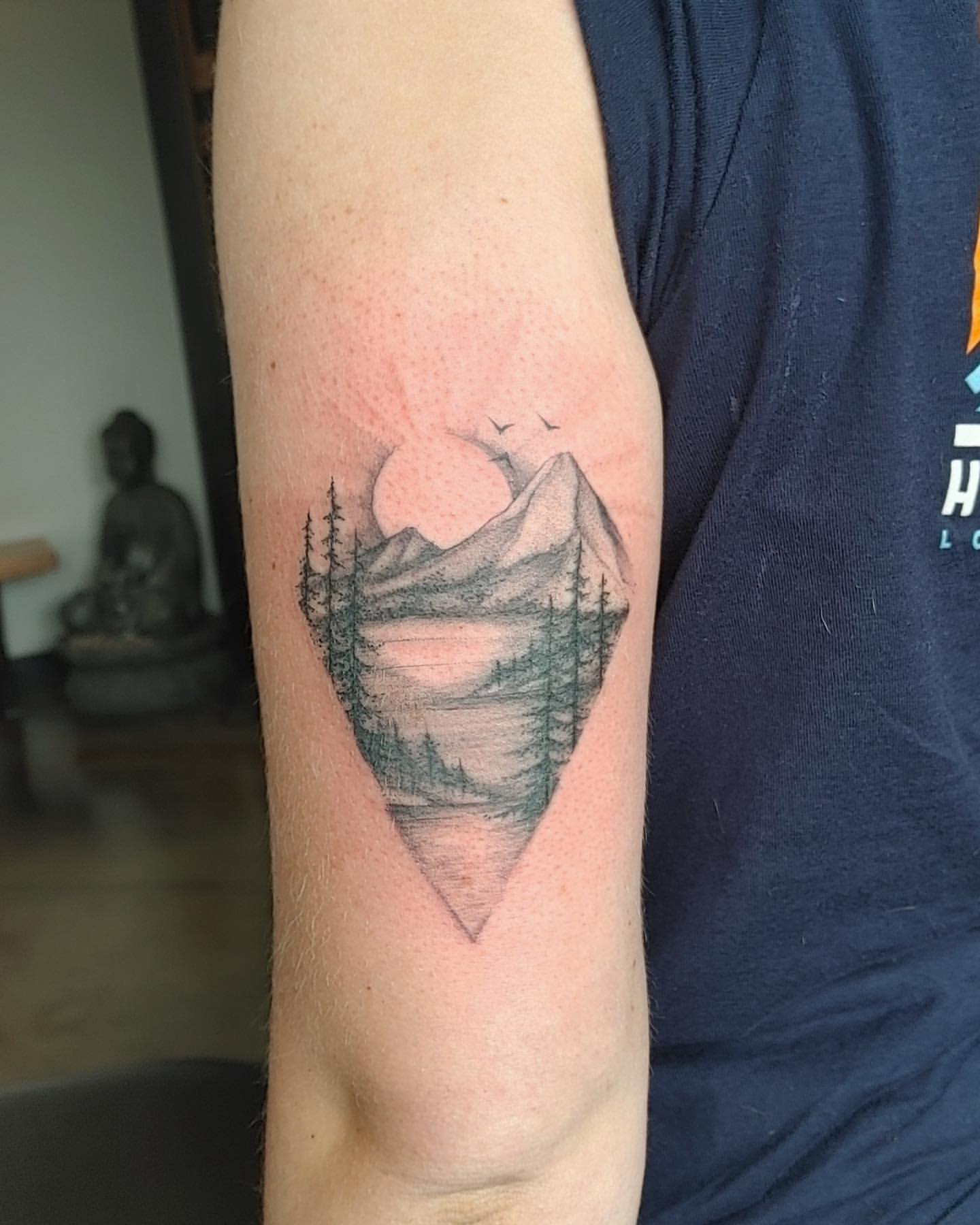 Mountain Scenery Tattoo Adrienne Alexander at Crimson Empire Tattoo in Edmonton Alberta Canada