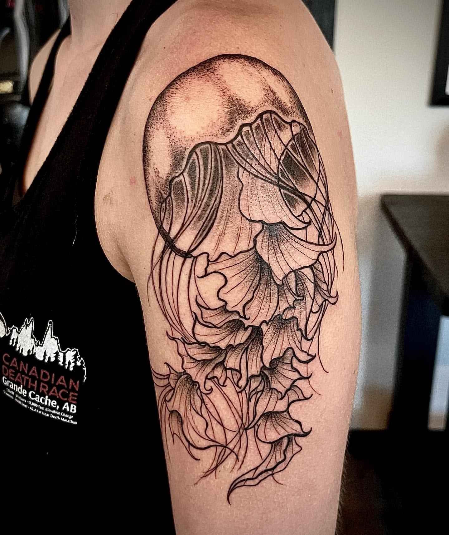 Jellyfish Tattoo by Tony Honning at Crimson Empire Tattoo in Edmonton Alberta Canada