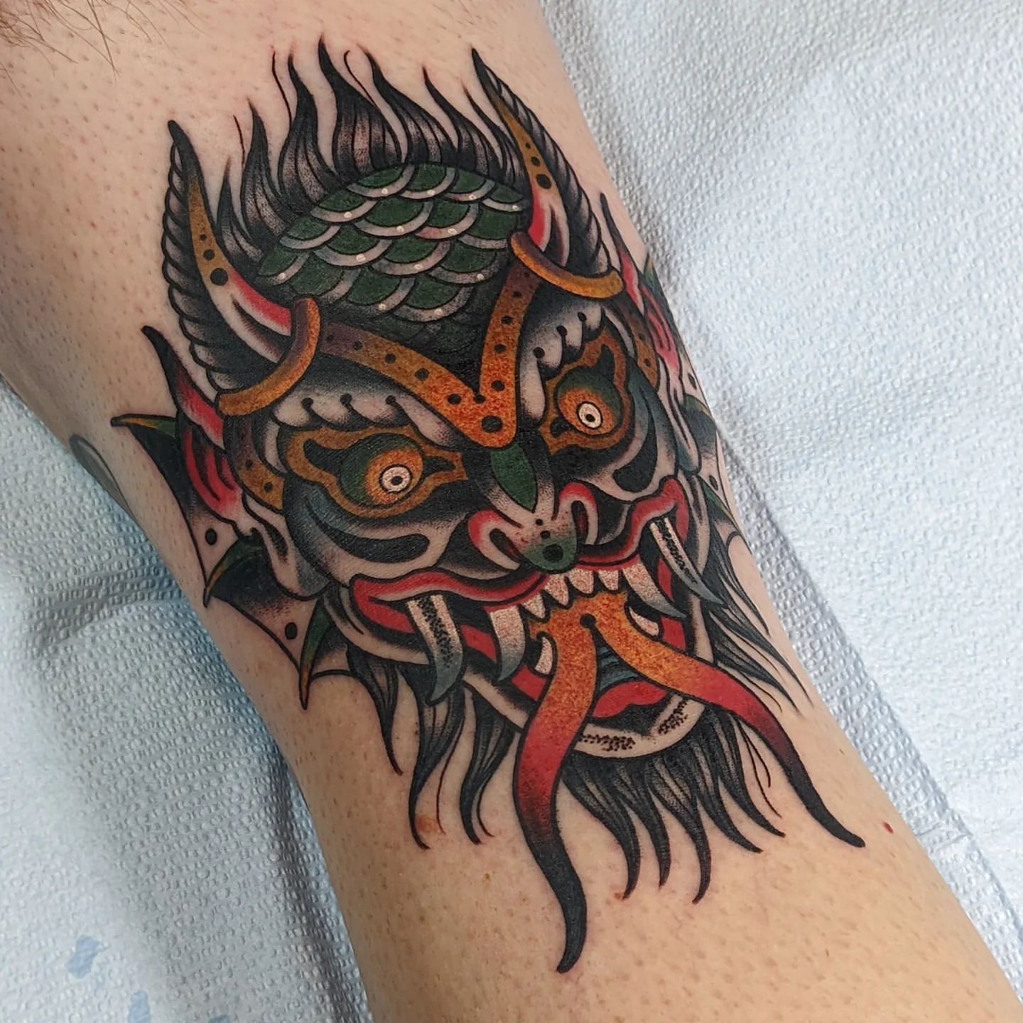 Devil Tattoo by Chris Benson at Silver Ghost Tattoo in Edmonton Alberta Canada