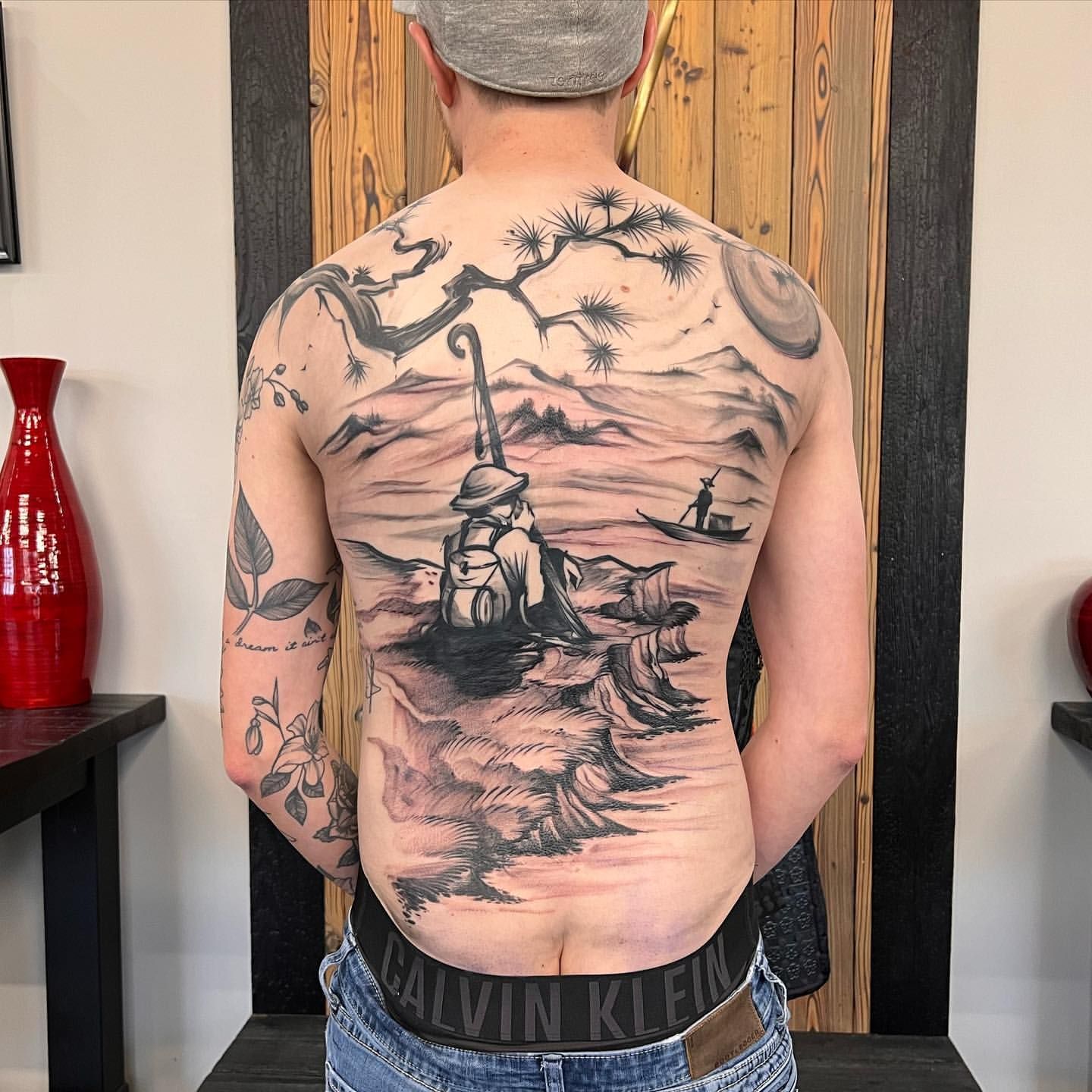 Landscape Back Tattoo by Adrienne Alexander at Silver Ghost Tattoo in Edmonton Alberta Canada