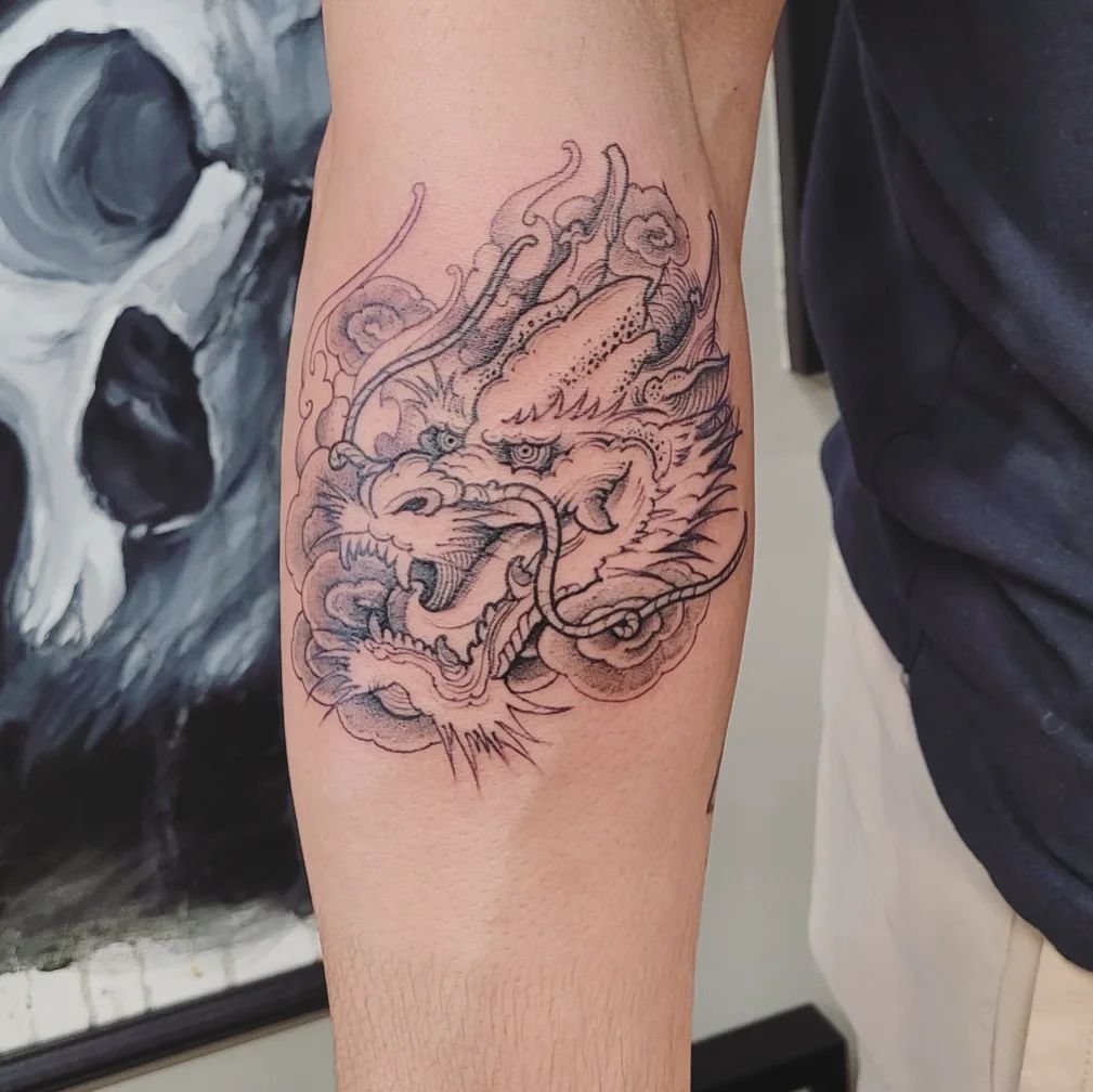 Dragon Tattoo by Ian Wang at Black Gold Tattoo Co in Edmonton Alberta Canada