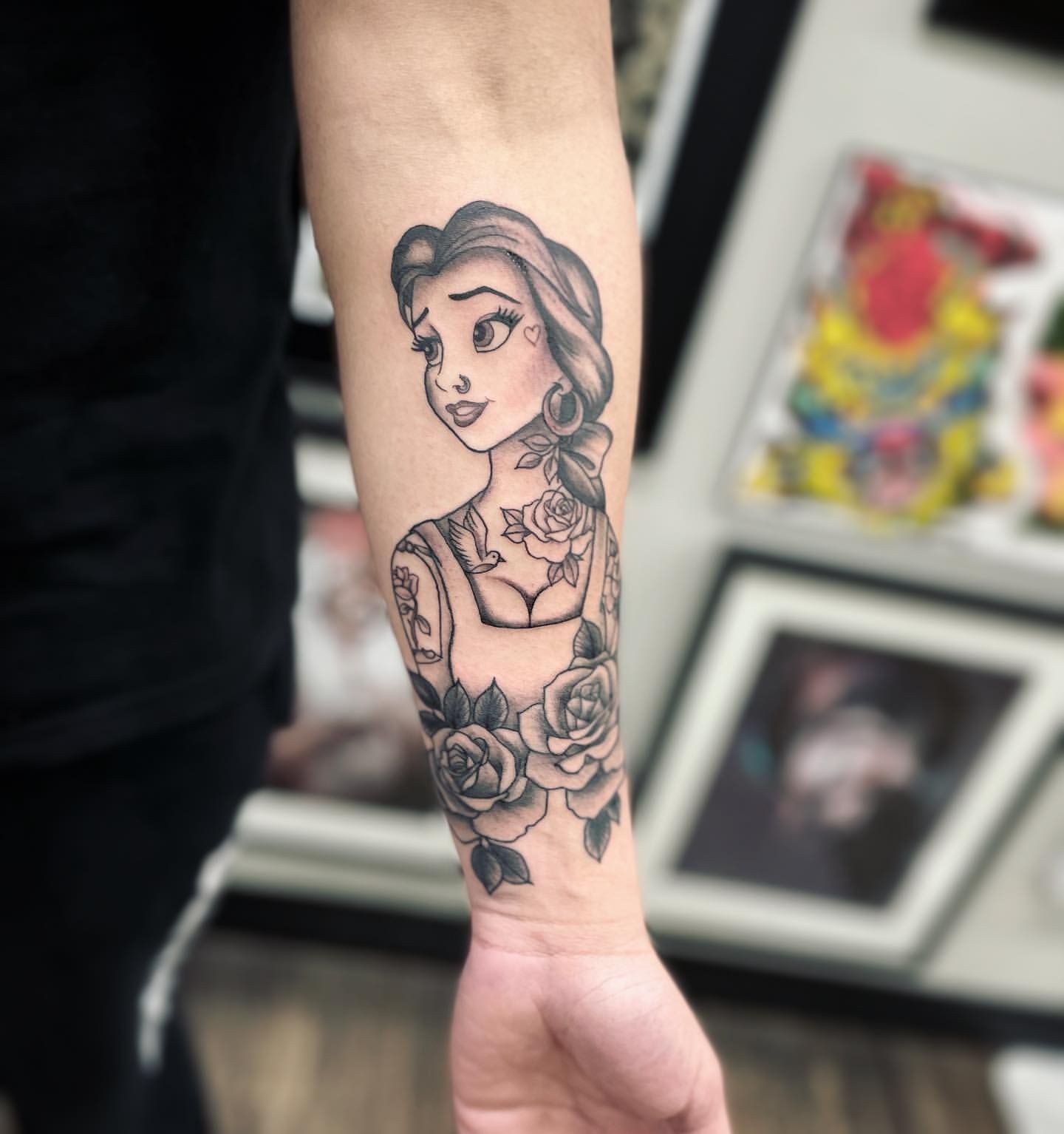 Belle Tattoo by Jess Alther at Black Gold Tattoo Co in Edmonton Alberta Canada