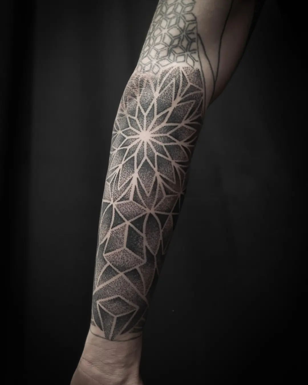 Dotwork Geometric Sleeve by Alex Arnautov at Black Gold Tattoo Co in Edmonton Alberta Canada