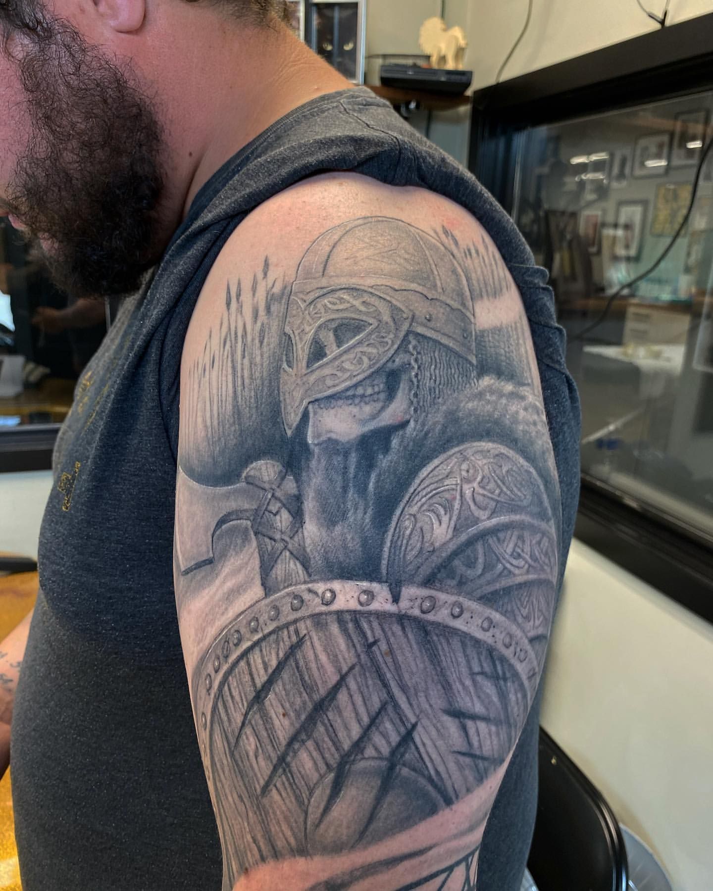 Viking Warrior Tattoo by Steve Hayes at Black Gold Tattoo Co in Edmonton Alberta Canada