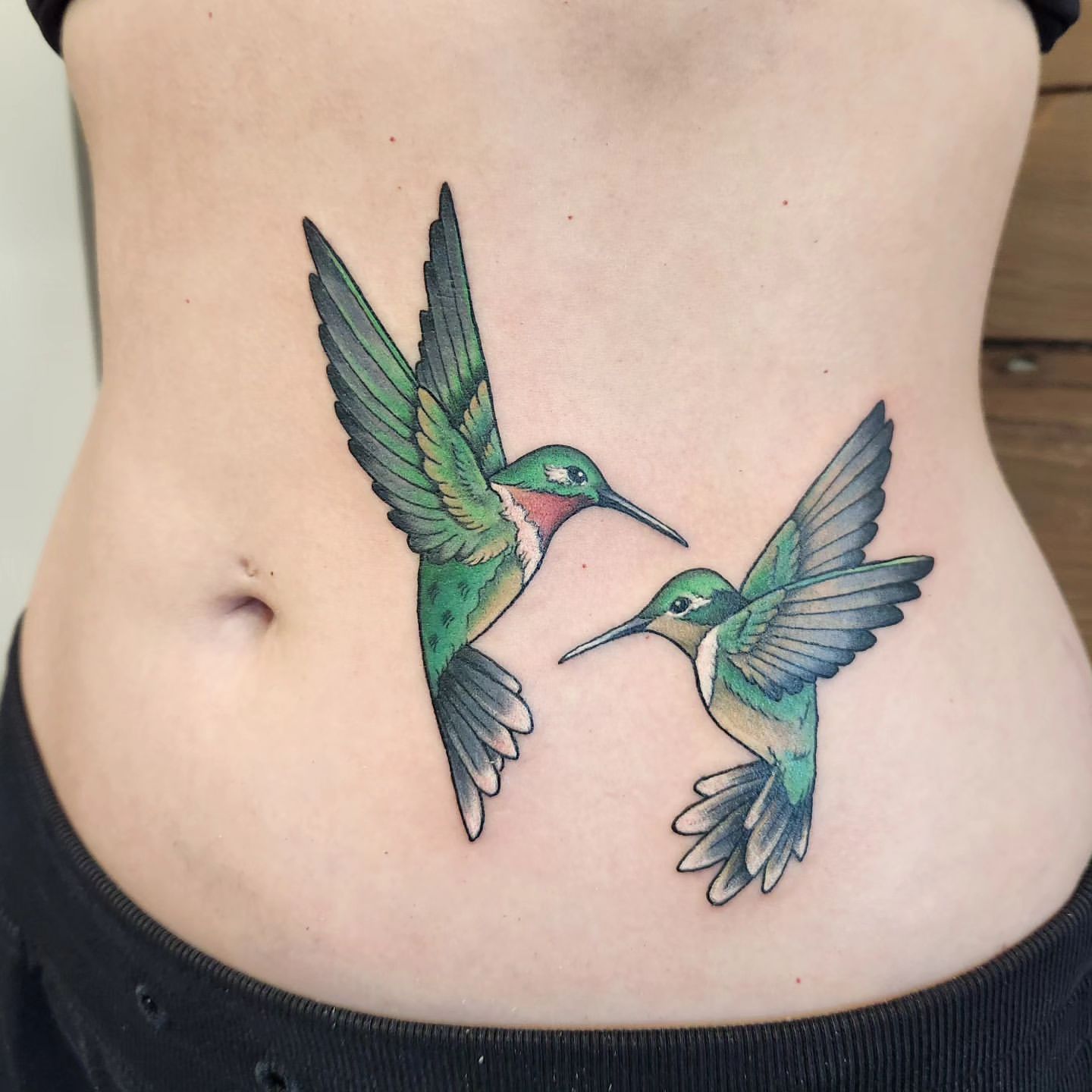 Hummingbirds Tattoo by Sheila Anderson at Crimson Empire Tattoo in Edmonton Alberta Canada