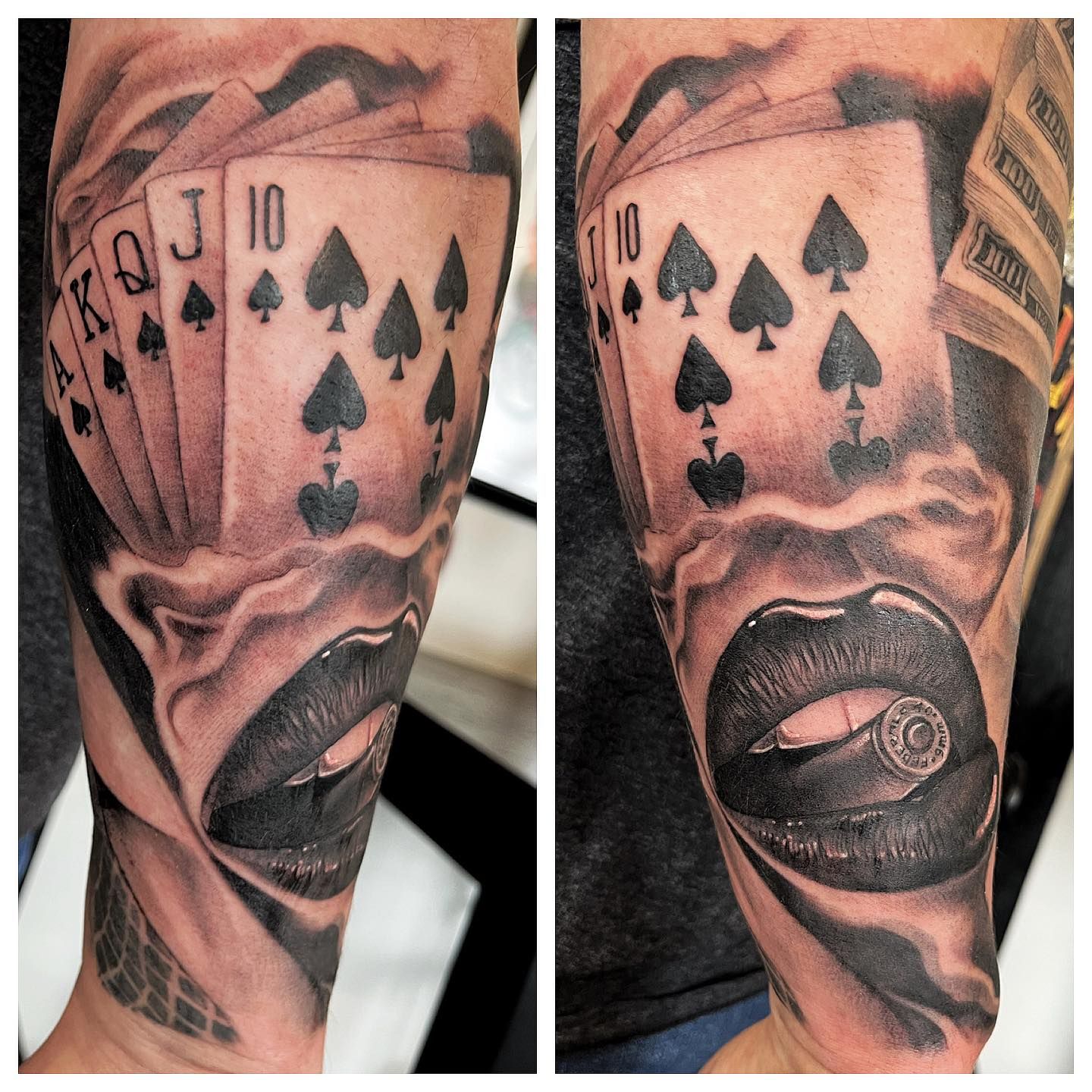 Royal Flush Tattoo by Chad Lavers at Crimson Empire Tattoo in Edmonton Alberta Canada