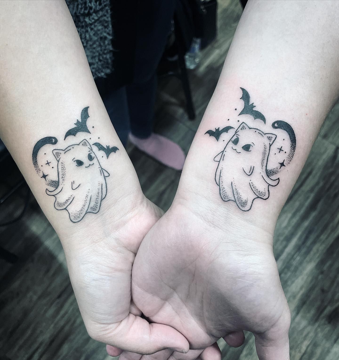 Ghost Cat Tattoos by Jess Alther at Black Gold Tattoo Co in Edmonton Alberta Canada