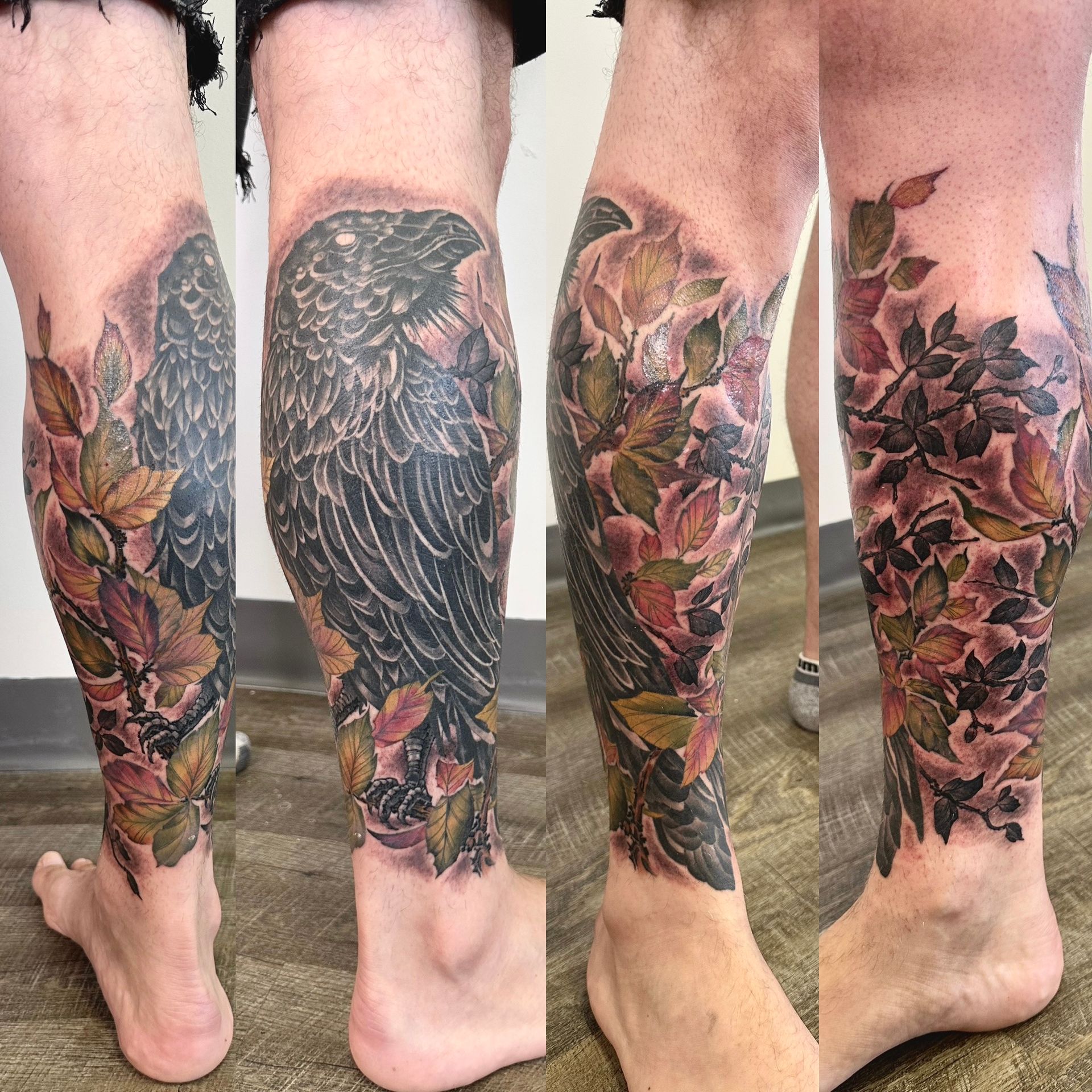 Crow Tattoo by Brain Dangerfield at Black Gold Tattoo Co in Edmonton Alberta Canada
