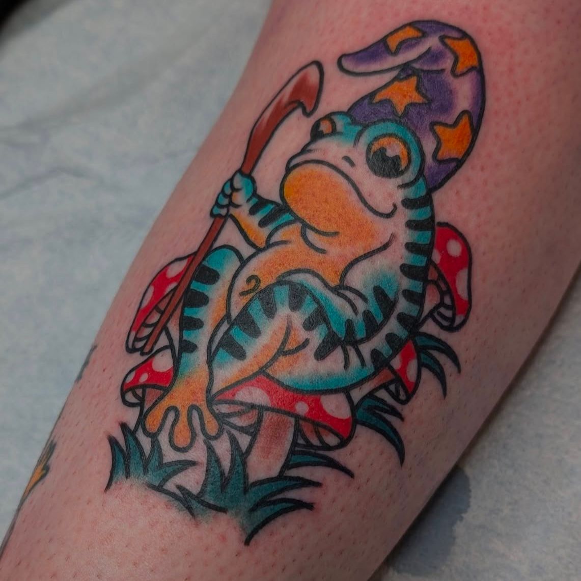 Wizard Toad Tattoo by Chris Benson at Silver Ghost Tattoo in Edmonton Alberta Canada