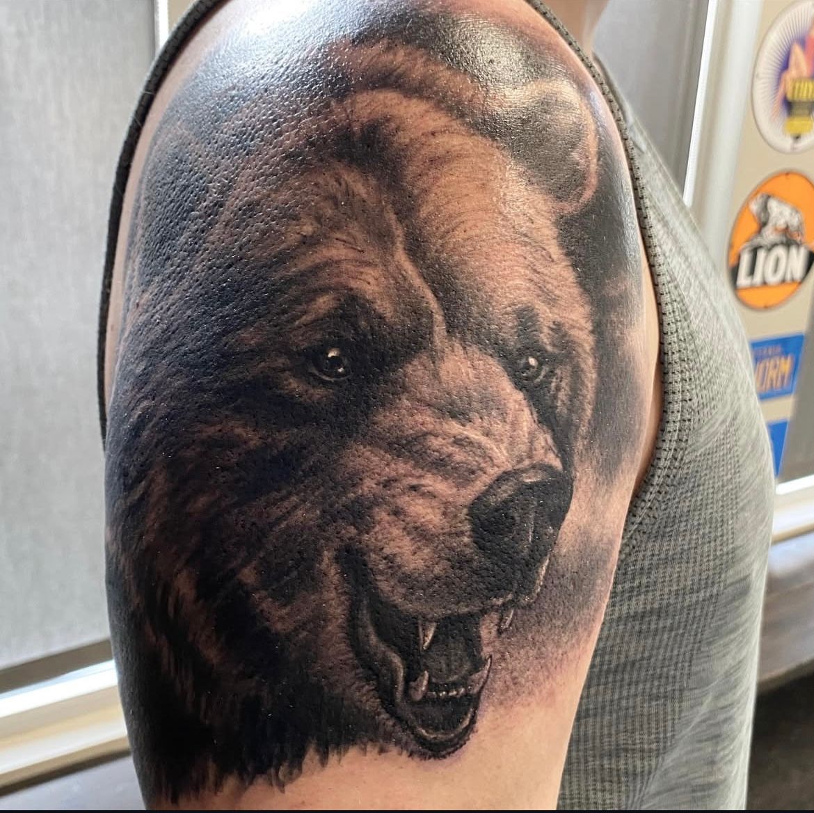 Bear Tattoo by Steve Hayes at Black Gold Tattoo Co in Edmonton Alberta Canada