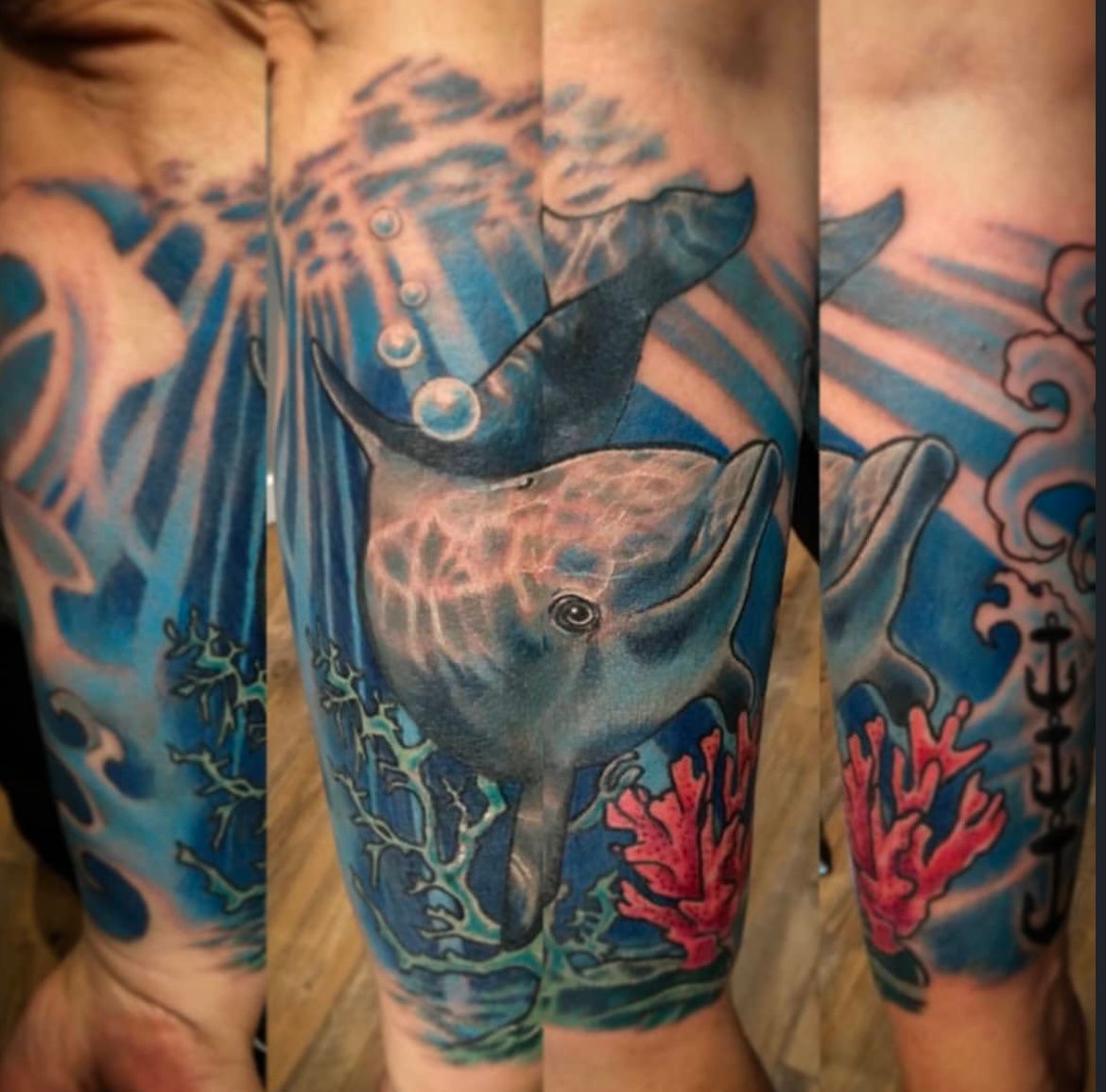 Dolphin Tattoo by Toby Shipman at Silver Ghost Tattoo in Edmonton Alberta Canada