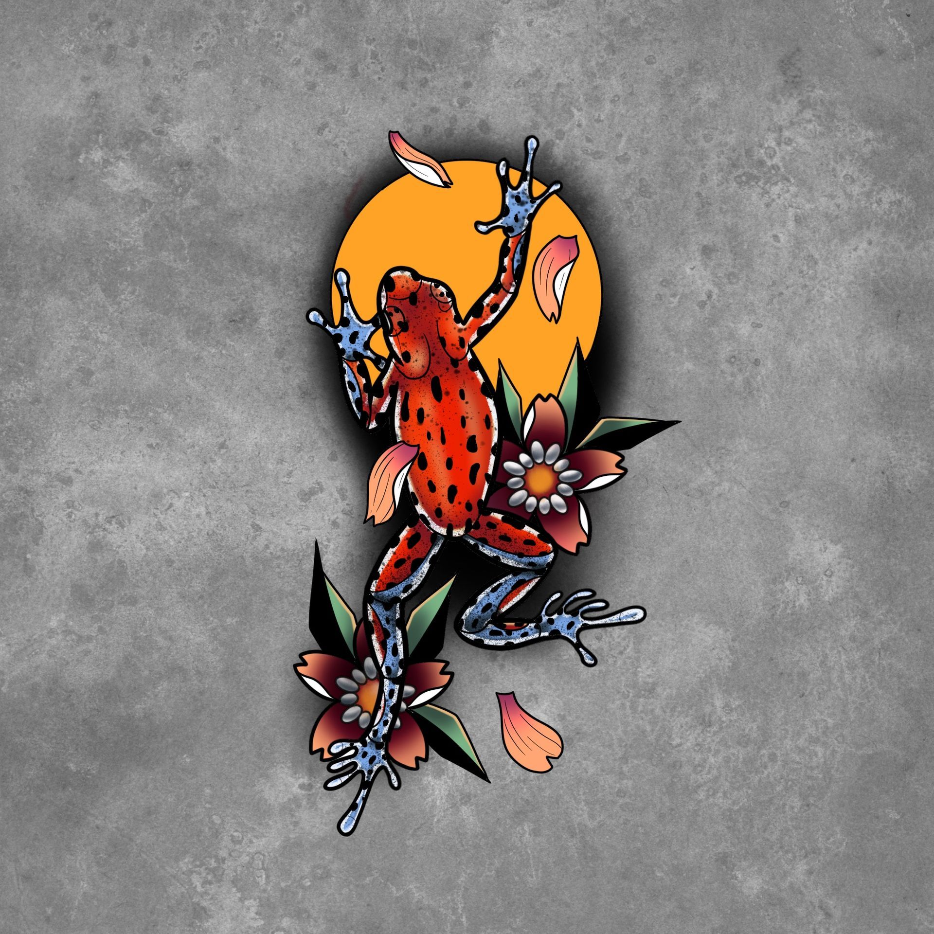 Tree Frog Flash Design by Samantha Hnatiw at Crimson Empire Tattoo in Edmonton Alberta Canada