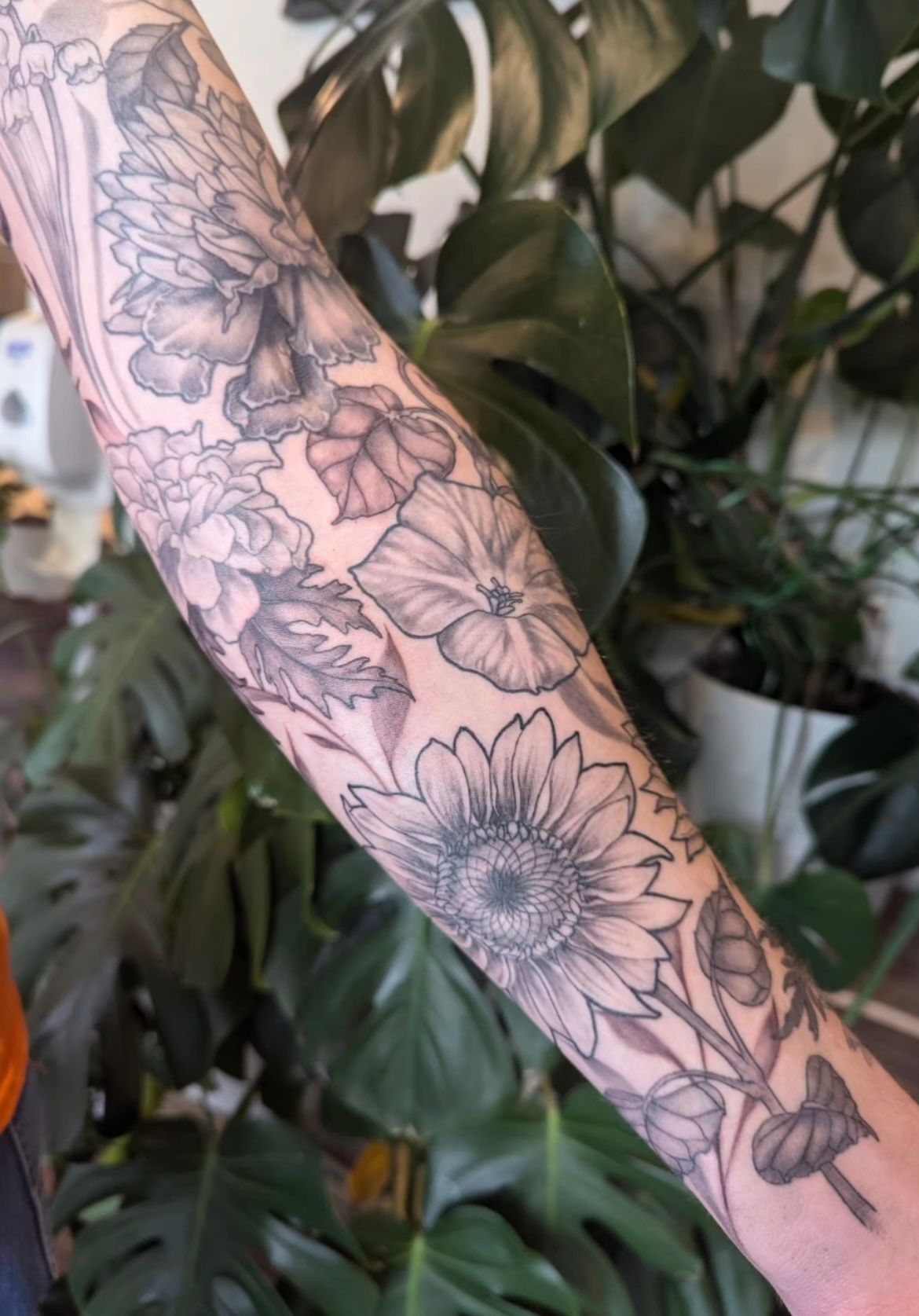 Floral Sleeve by Amber Strange at Silver Ghost Tattoo in Edmonton Alberta Canada