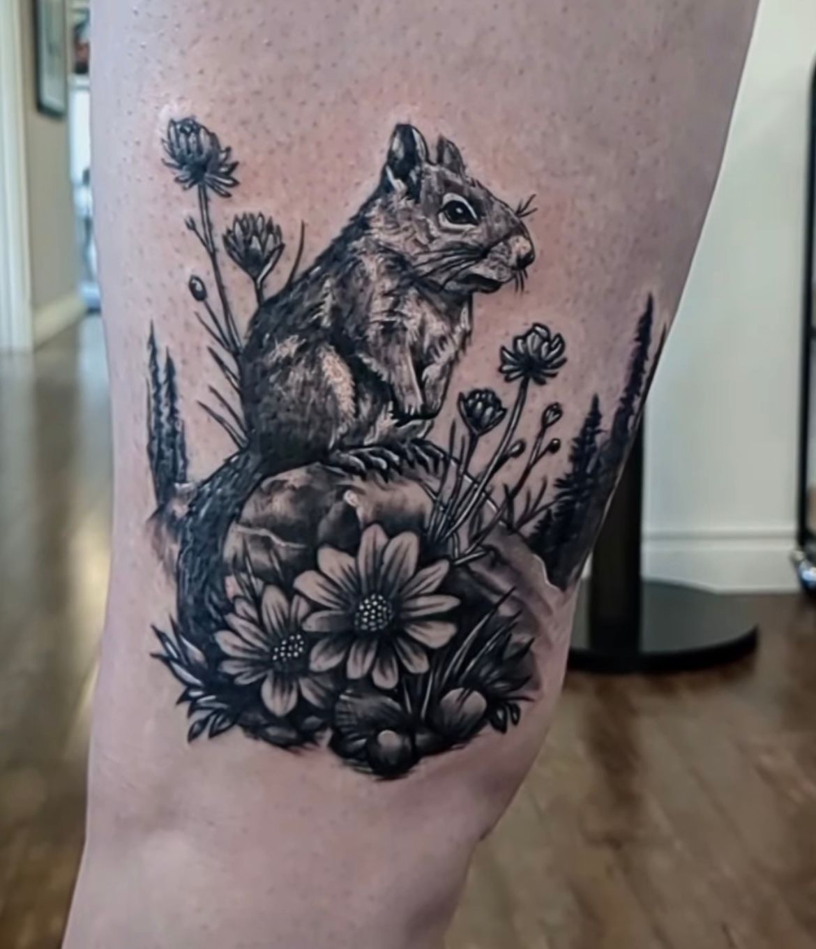 Squirrel Tattoo by Toby Shipman at Silver Ghost Tattoo in Edmonton Alberta Canada