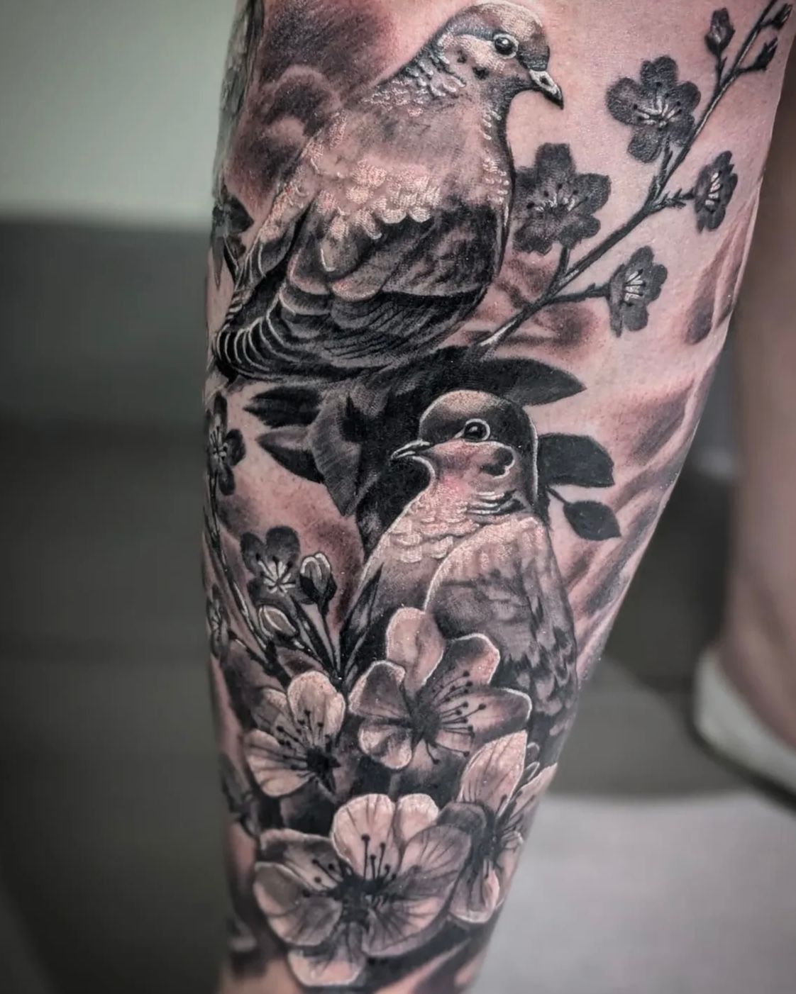 Mourning Doves Tattoo by Toby Shipman at Silver Ghost Tattoo in Edmonton Alberta Canada