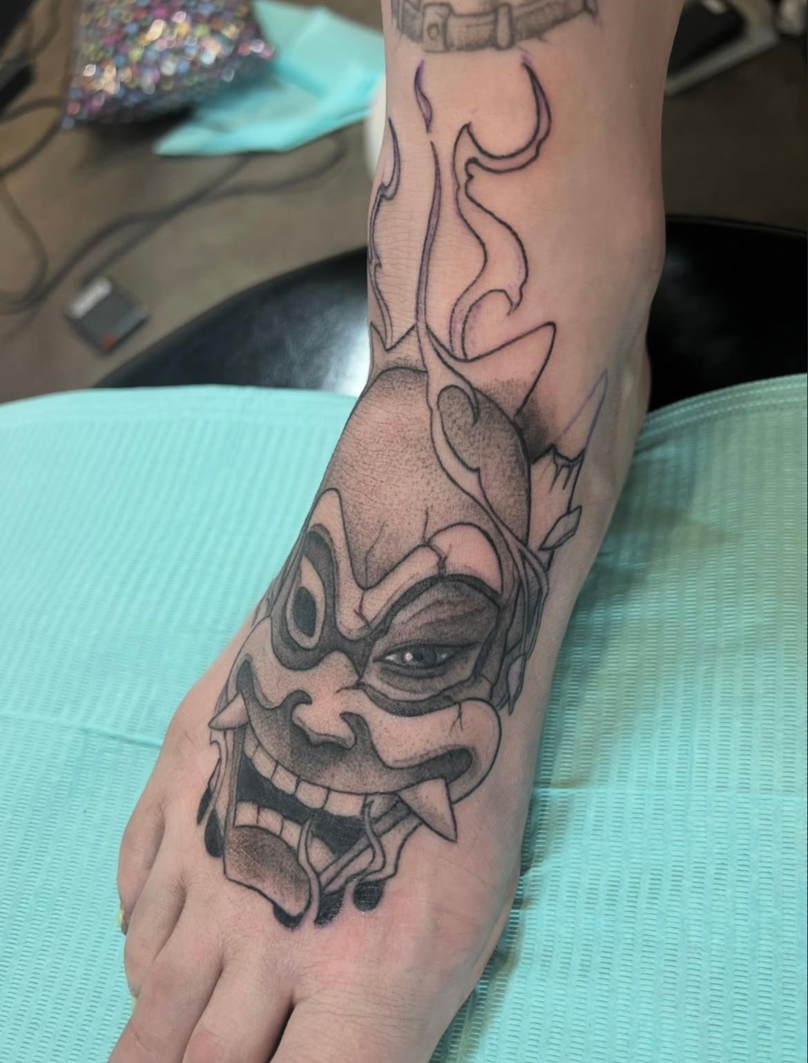 Zuko Mask Tattoo by Vanessa Spezowka at Crimson Empire Tattoo in Edmonton Alberta Canada